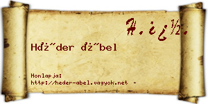 Héder Ábel névjegykártya